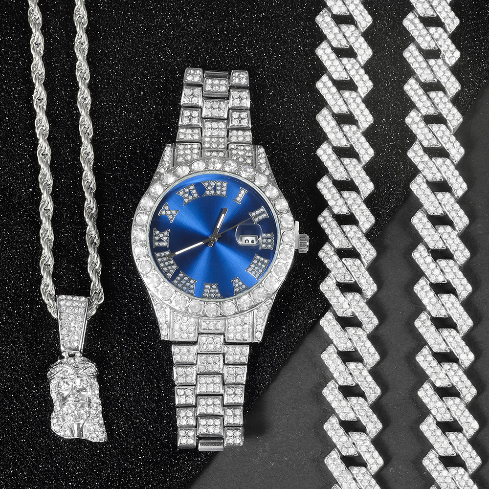 Jewelry Watches Men - Men's Hip-hop Watch Jewelry Set Iced