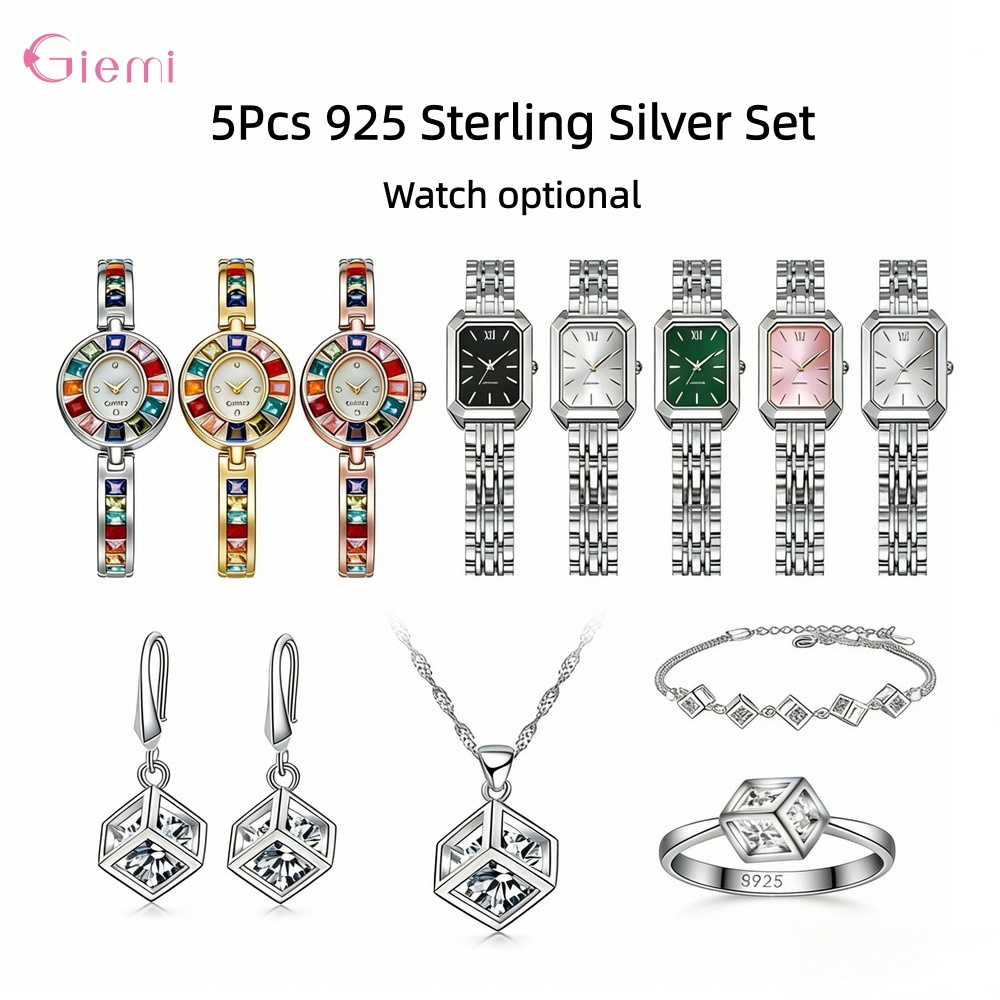 Best Jewelry Watches Women - Exquisite 925 Sterling Silver Geometry Crystal
