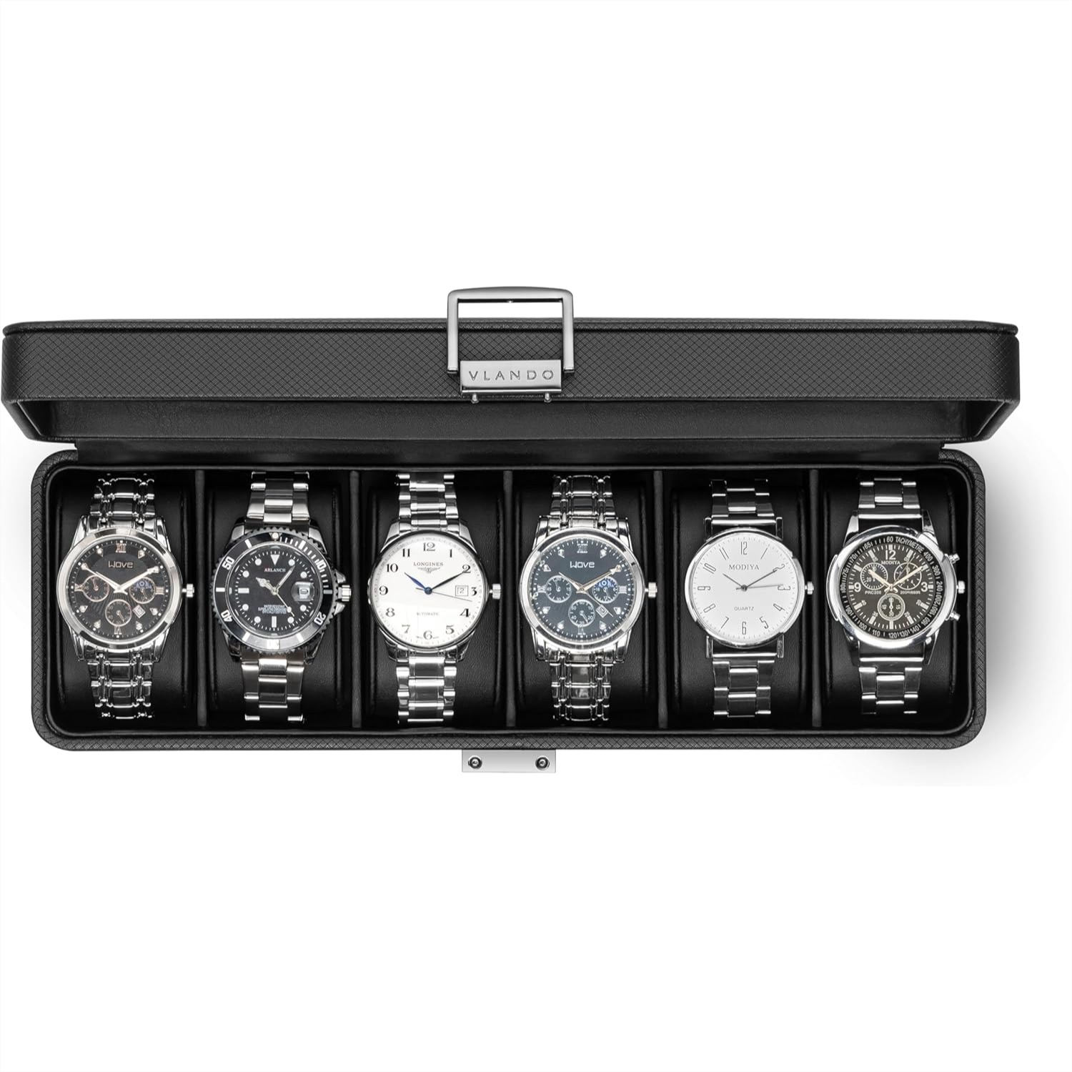 Jewelry Watches Men - 6-Slot Watch Case with Glass Lid