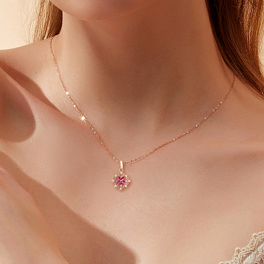 Crystal Choker Necklace - Vintage carving small Ruby gemstones red