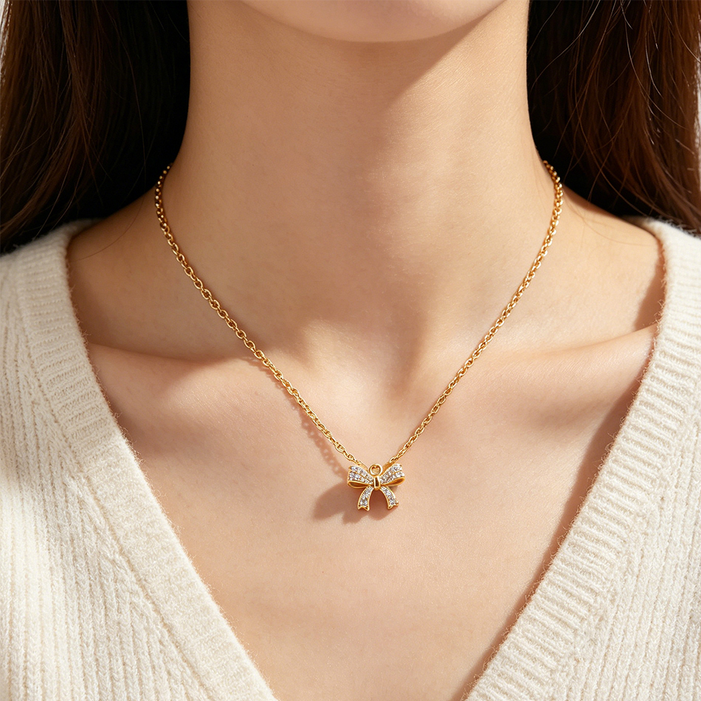 Bow Pendant Necklace with High - مراجعة Eve Jewelry & Watches Distribuidor Oficial Rolex وسعره