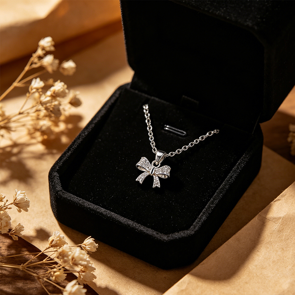 Bow Pendant Necklace with High - مراجعة Eve Jewelry & Watches Distribuidor Oficial Rolex وسعره