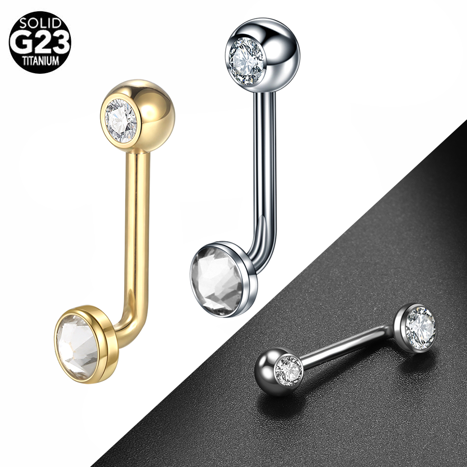 1PC G23 Titanium CZ Curved Bar - مراجعة Christina Jewelry & Watches Marguerite Ørestik Forgyldt Sølv وسعره
