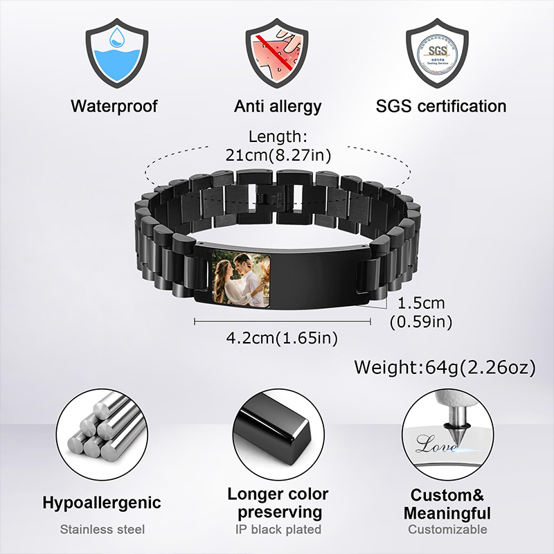 Custom Picture Text Bracelet W - مراجعة Jewelry Watches Men وسعره