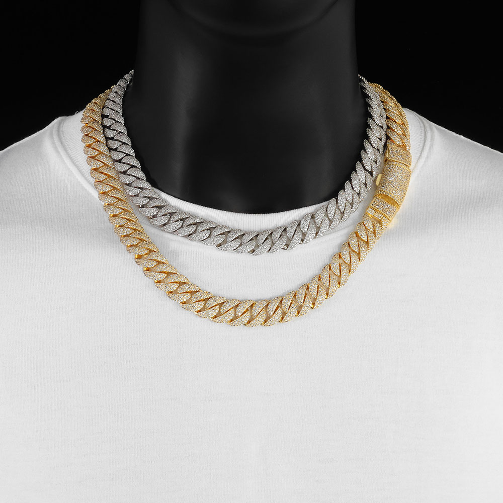 Iced out 14mm 3 Row Diamond Cu - مراجعة Hip Hop Chain Necklace وسعره