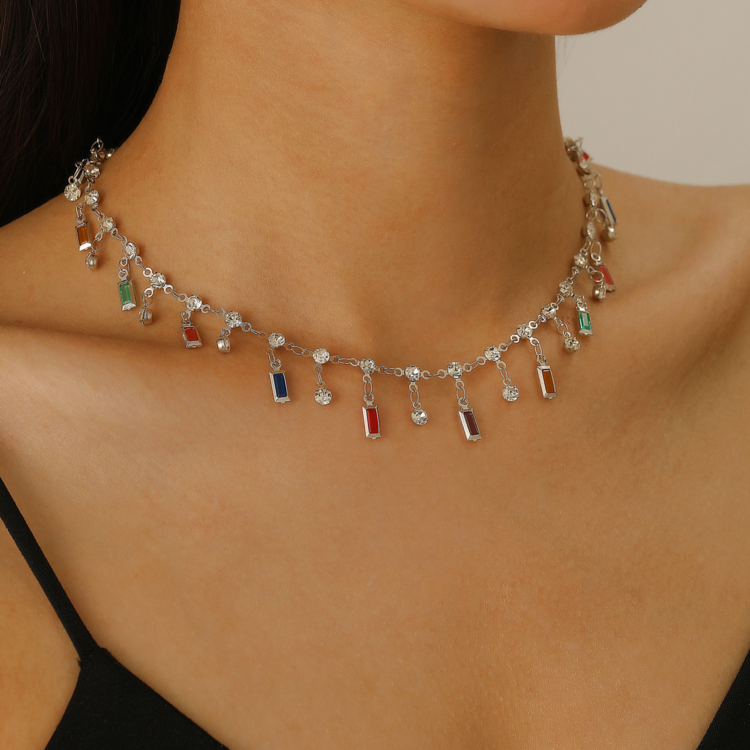 Fashion Dopamine Colorful Crys - مراجعة Crystal Choker Necklace وسعره