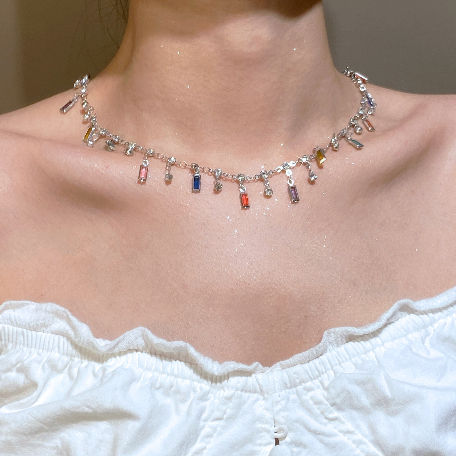 Fashion Dopamine Colorful Crys - مراجعة Crystal Choker Necklace وسعره