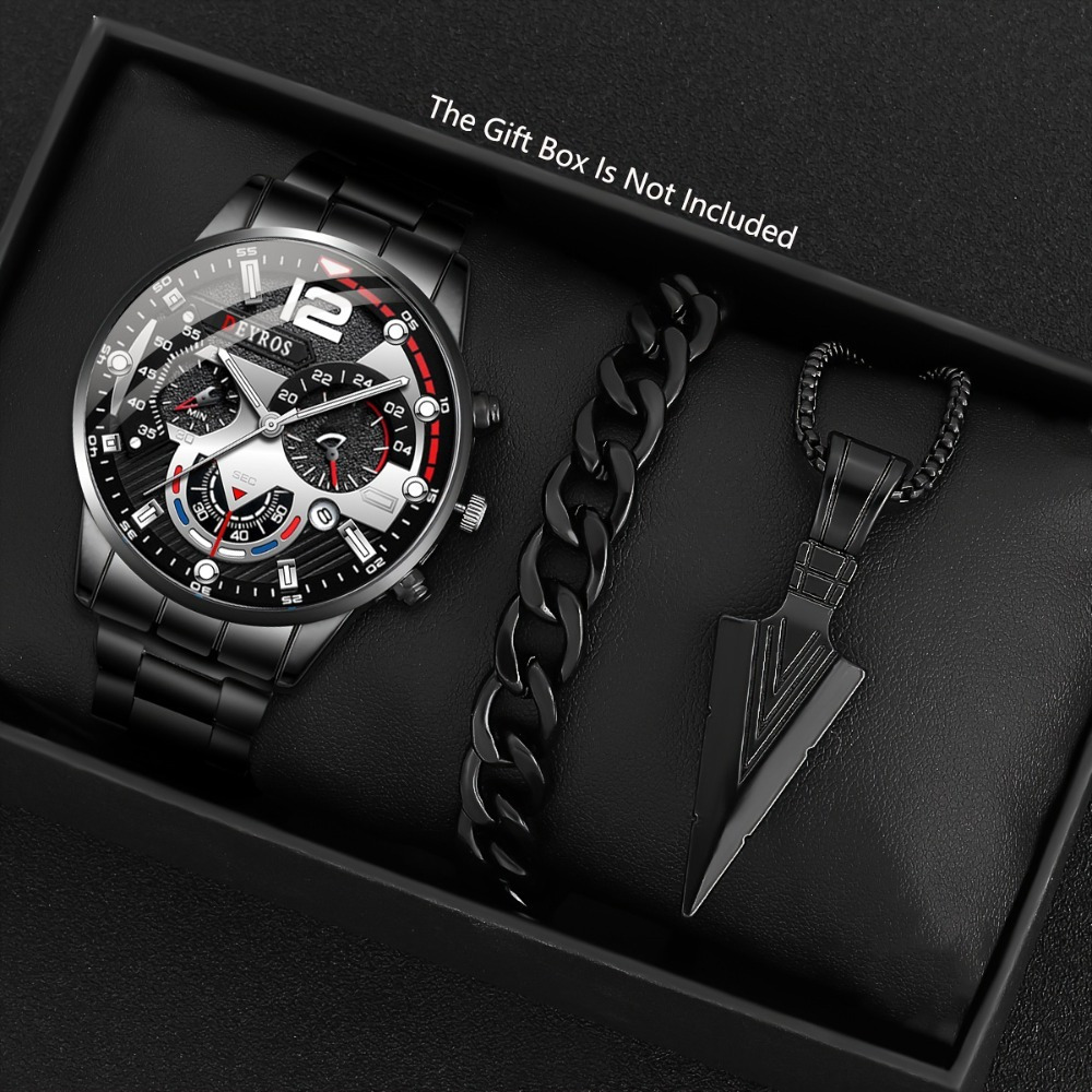 3pcs/set Fashion Men's Watch B - مراجعة Best Jewelry Watches For Men وسعره