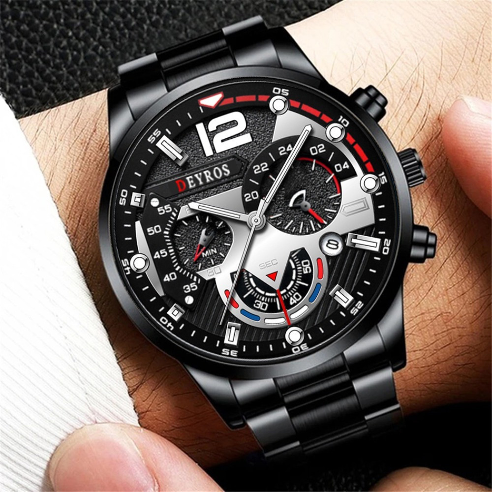 3pcs/set Fashion Men's Watch B - مراجعة Best Jewelry Watches For Men وسعره