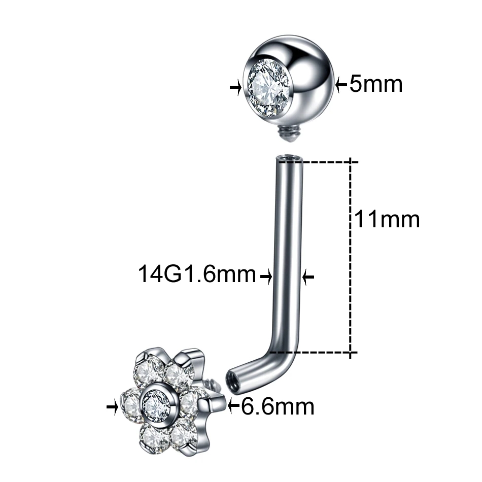 1Pc G23 Titanium Crystal Flowe - مراجعة Christina Jewelry & Watches Marguerite Ørestik Forgyldt Sølv وسعره