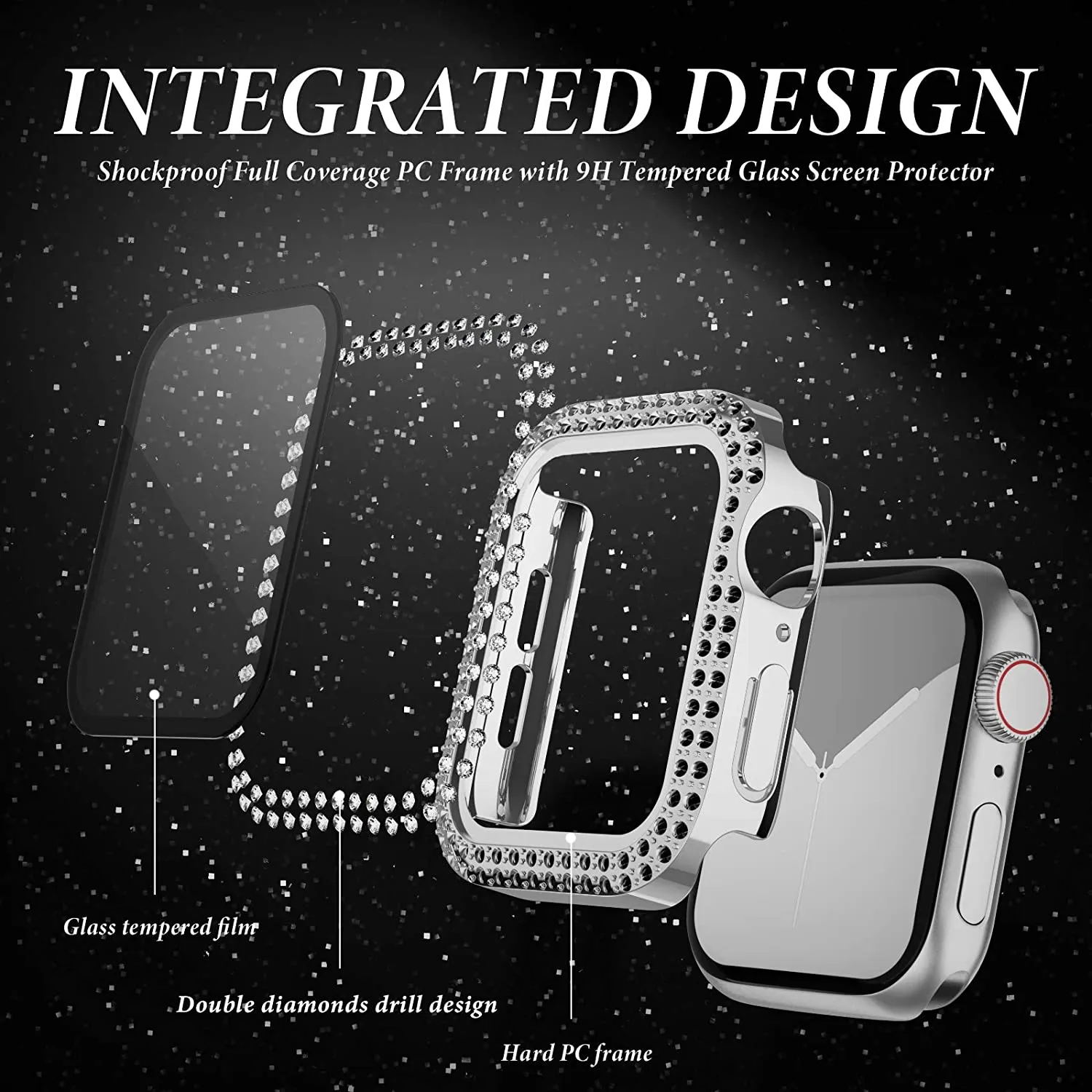Glass+Diamond Cover For Apple  - مراجعة Jewelry Smart Watches وسعره