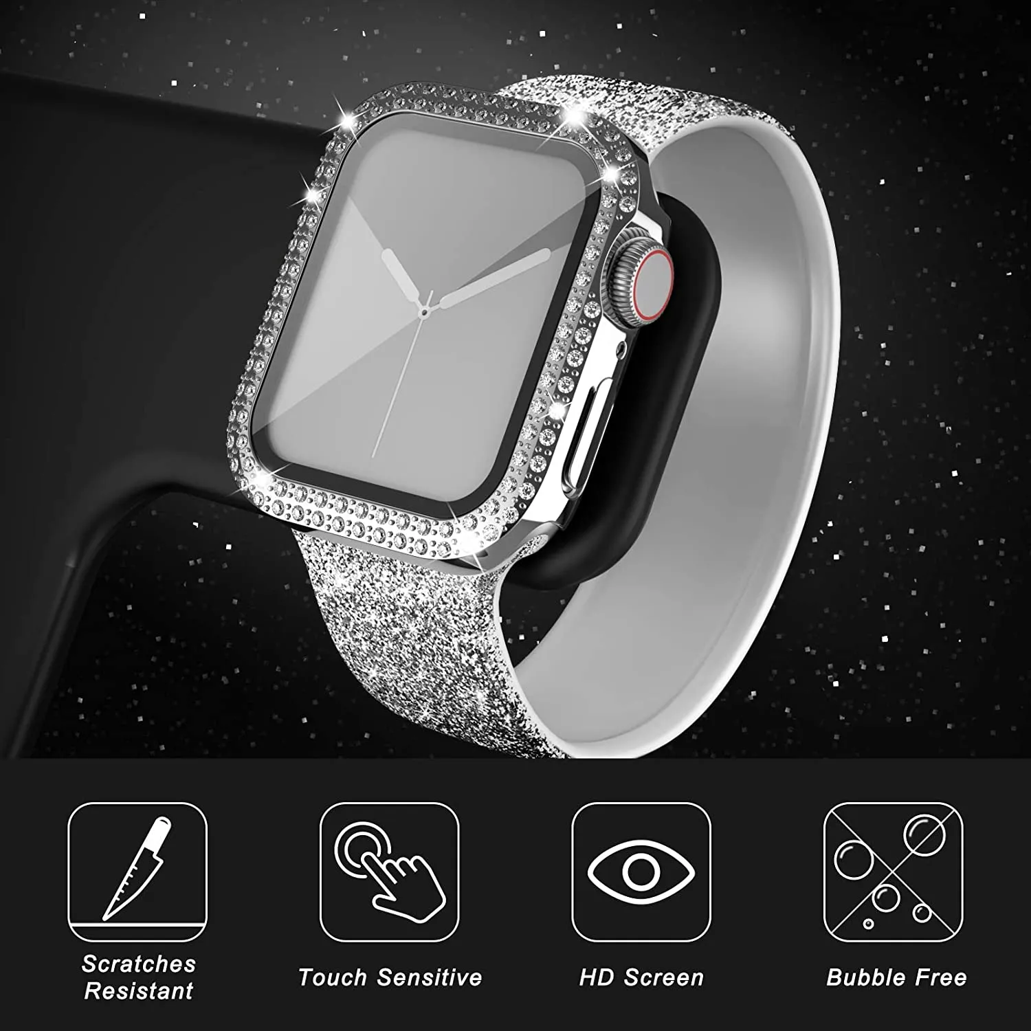 Glass+Diamond Cover For Apple  - مراجعة Jewelry Smart Watches وسعره