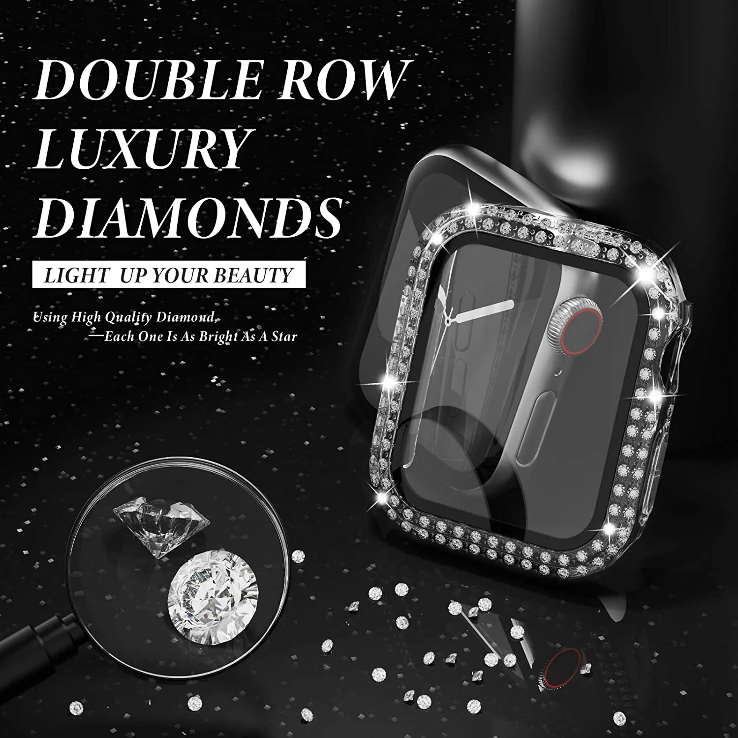 Glass+Diamond Cover For Apple  - مراجعة Jewelry Smart Watches وسعره