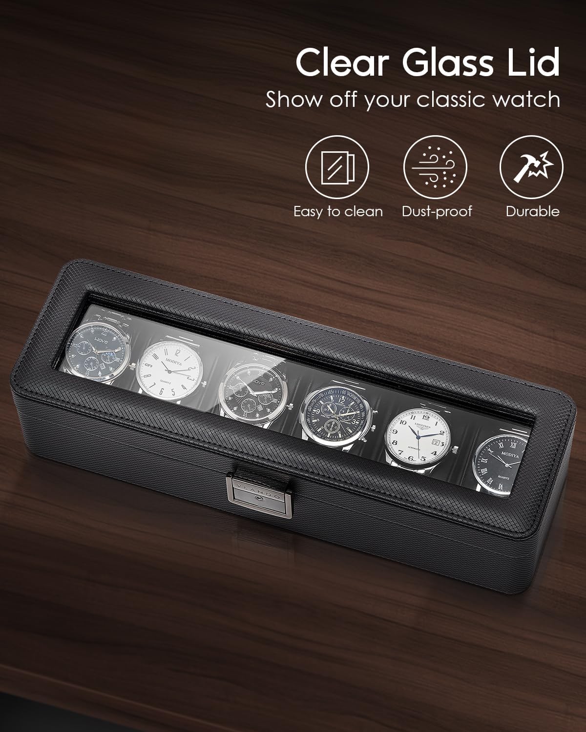 6-Slot Watch Case with Glass L - مراجعة Jewelry Watches Men وسعره