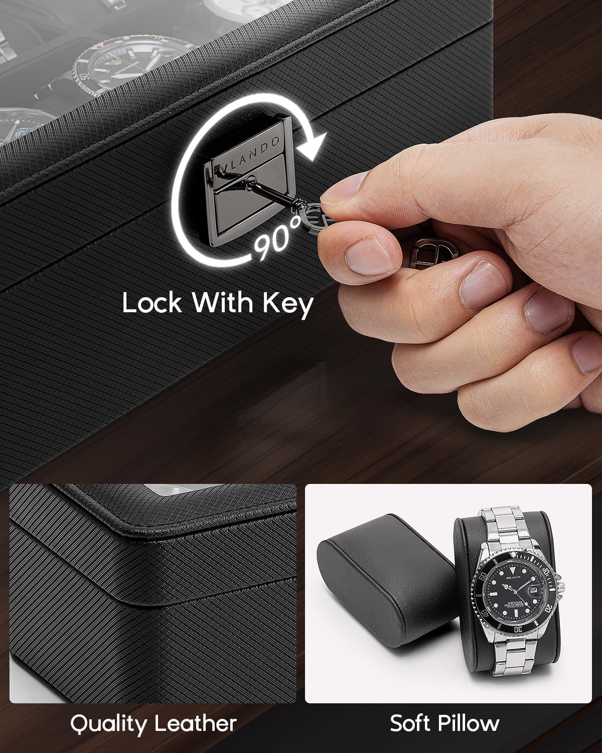 6-Slot Watch Case with Glass L - مراجعة Jewelry Watches Men وسعره