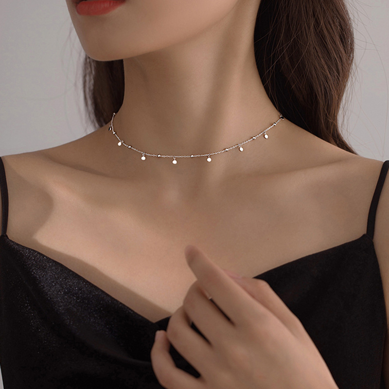 925 Sterling Silver Delicate J - مراجعة Crystal Choker Necklace وسعره