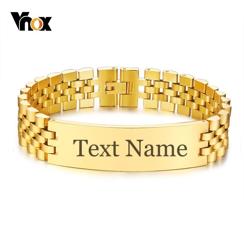 Vnox Mens 15mm Wide ID Tag Bra - مراجعة Jewelry Watches Men وسعره