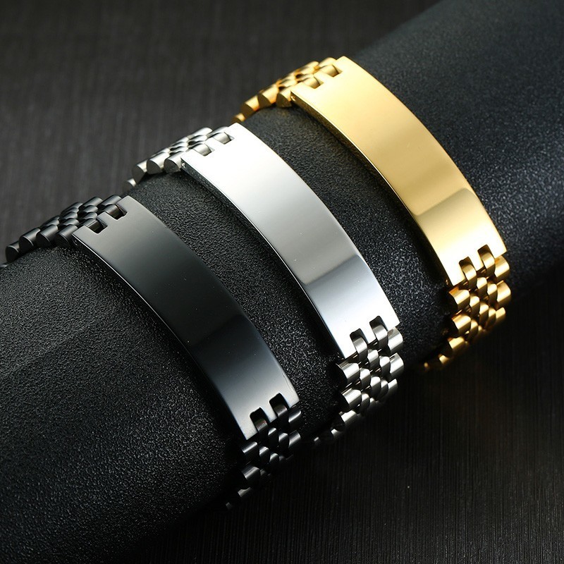 Vnox Mens 15mm Wide ID Tag Bra - مراجعة Jewelry Watches Men وسعره