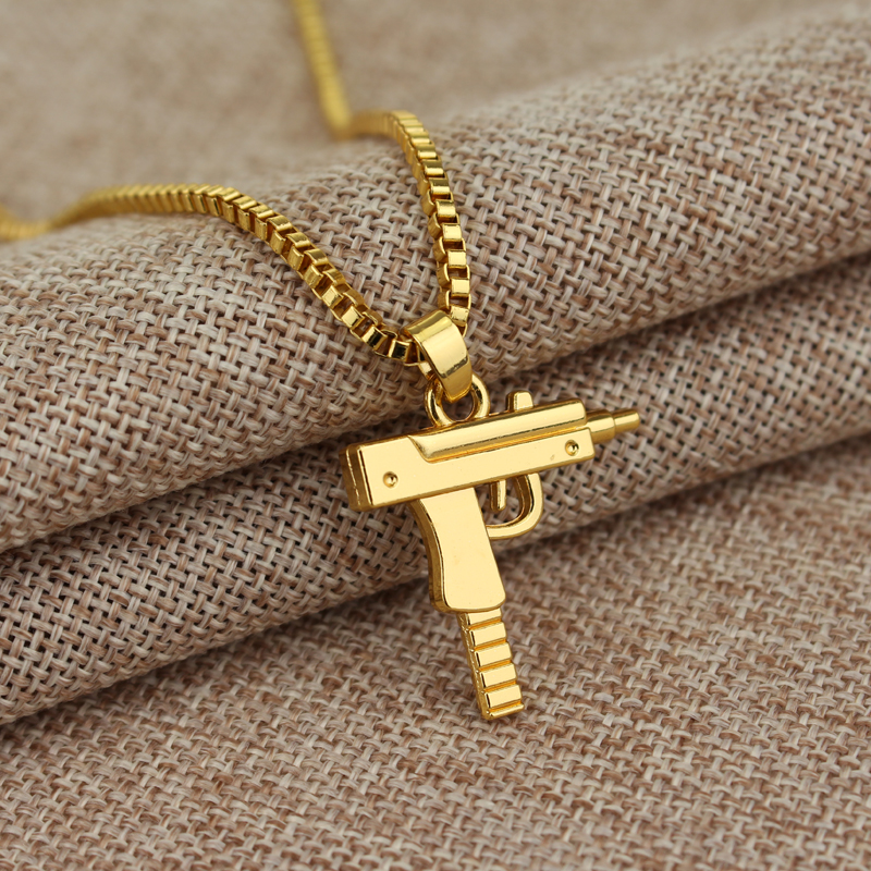 Trendy Uzi Gun Shaped Pendant  - مراجعة Hip Hop Chain Necklace وسعره