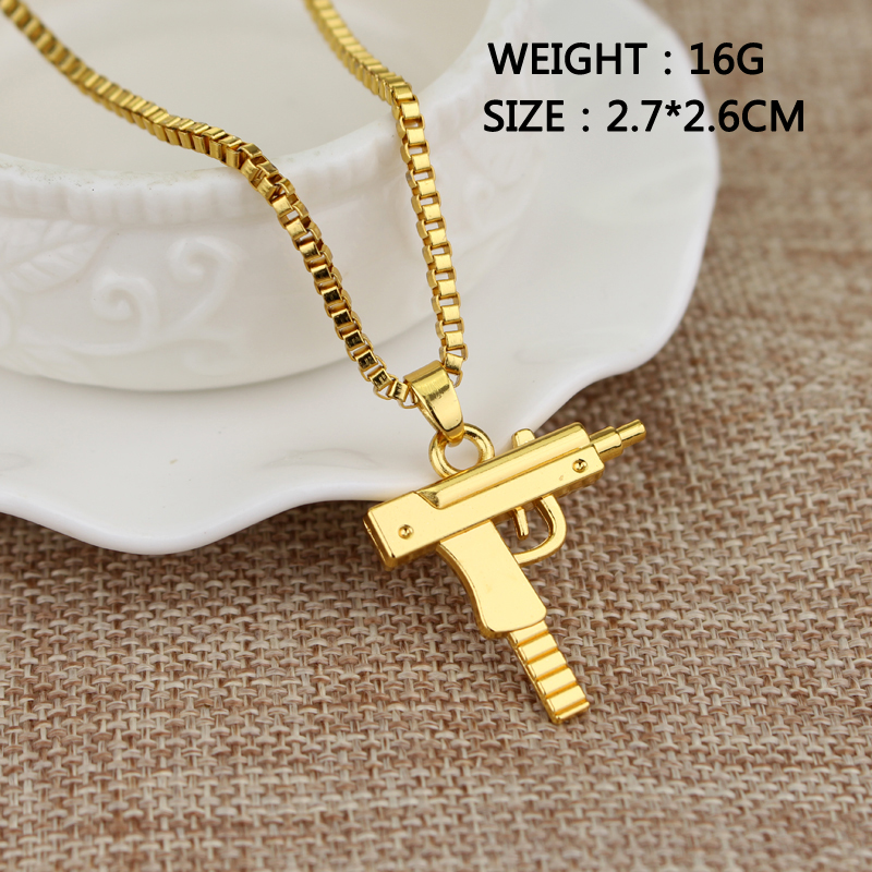 Trendy Uzi Gun Shaped Pendant  - مراجعة Hip Hop Chain Necklace وسعره