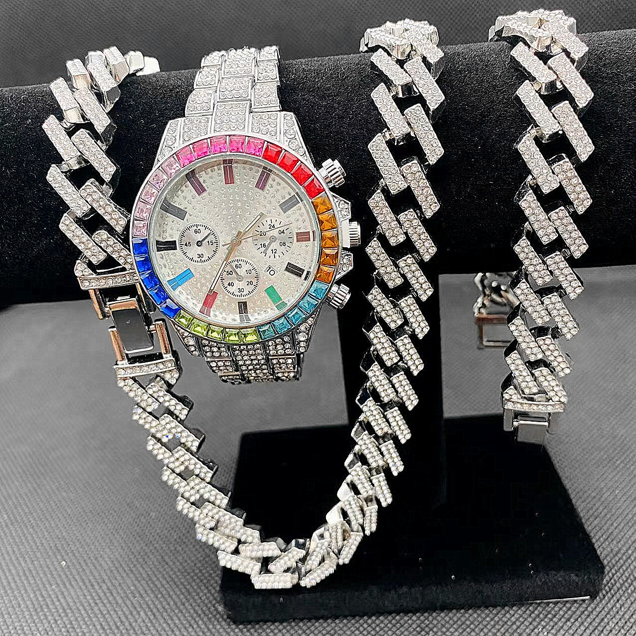 3PCS Hip Hop Mens Women Jewelr - مراجعة Best Jewelry Watches Women وسعره