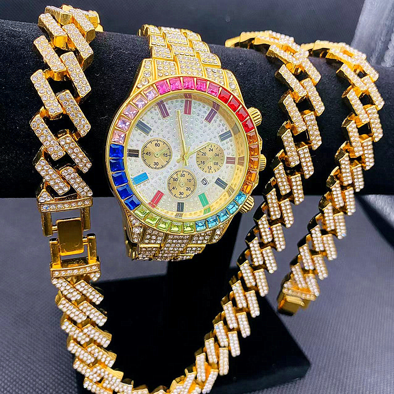 3PCS Hip Hop Mens Women Jewelr - مراجعة Best Jewelry Watches Women وسعره