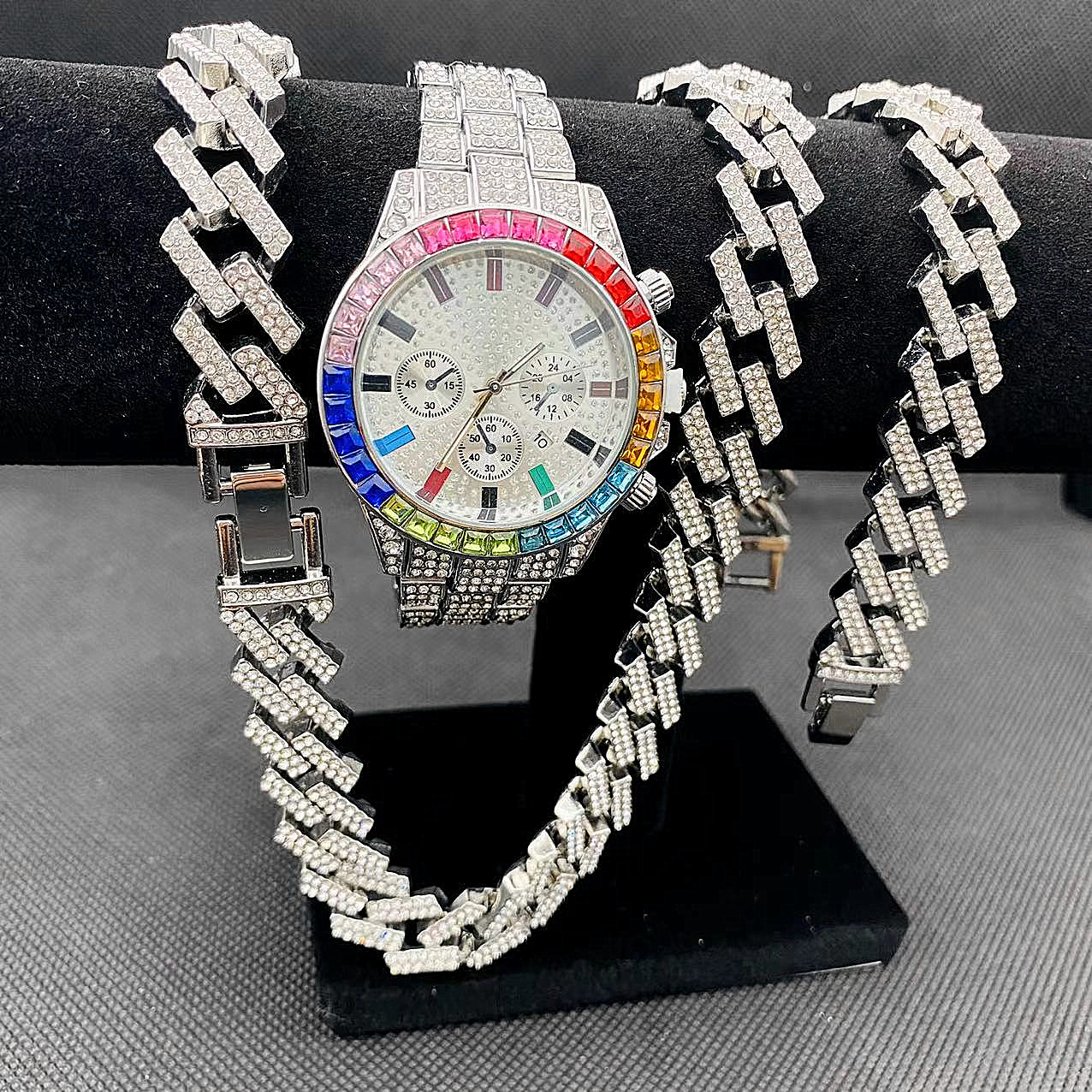 3PCS Hip Hop Mens Women Jewelr - مراجعة Best Jewelry Watches Women وسعره