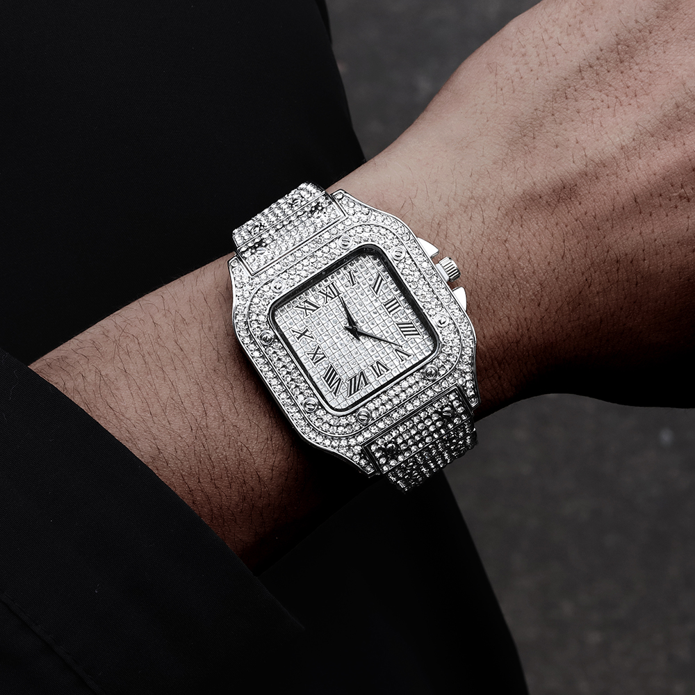 New Punk Men Watch Iced Out Di - مراجعة Jewelry Watches Men وسعره